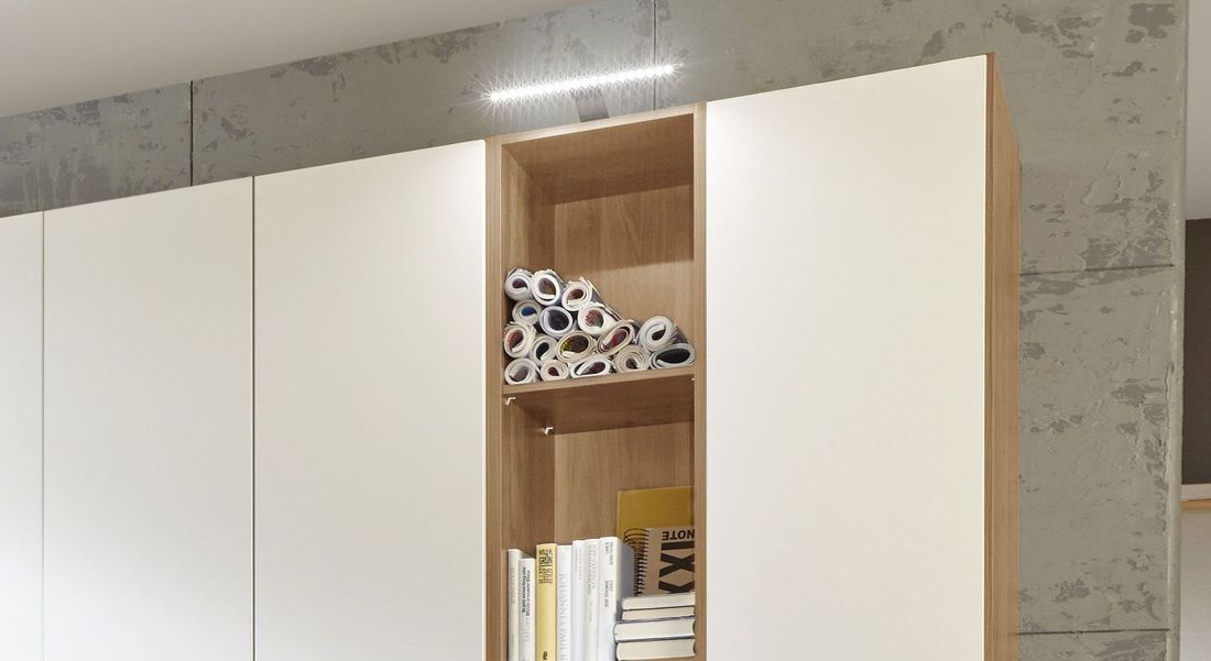 Drehtüren-Kleiderschrank Morolo Eiche Dekor mit Regal