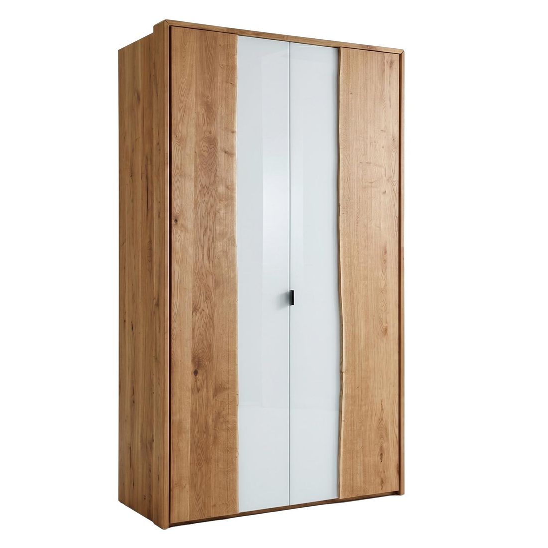 Drehtüren-Kleiderschrank Imst Wildeiche Massivholz mit Glasfront