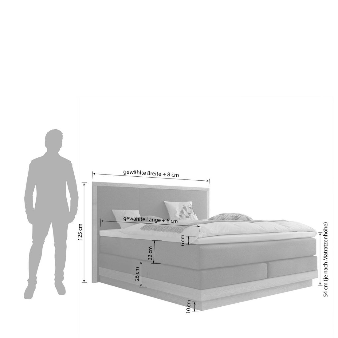 Hasena Boxspringbett Elegant mit Kopfteil San Pietro