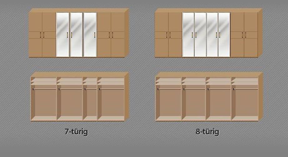 Drehtüren-Kleiderschrank Temara Erle Dekor mit Spiegel