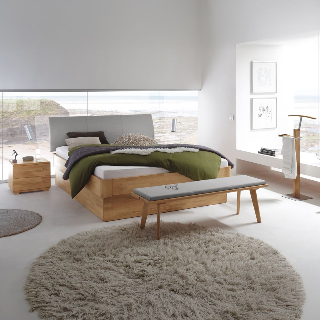 Nachttisch Ballina Kernbuche Massivholz H 39cm
