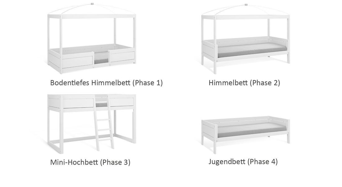 LIFETIME Mini-Hochbett 4-in-1 Kiefer Massivholz mit Lattenrost