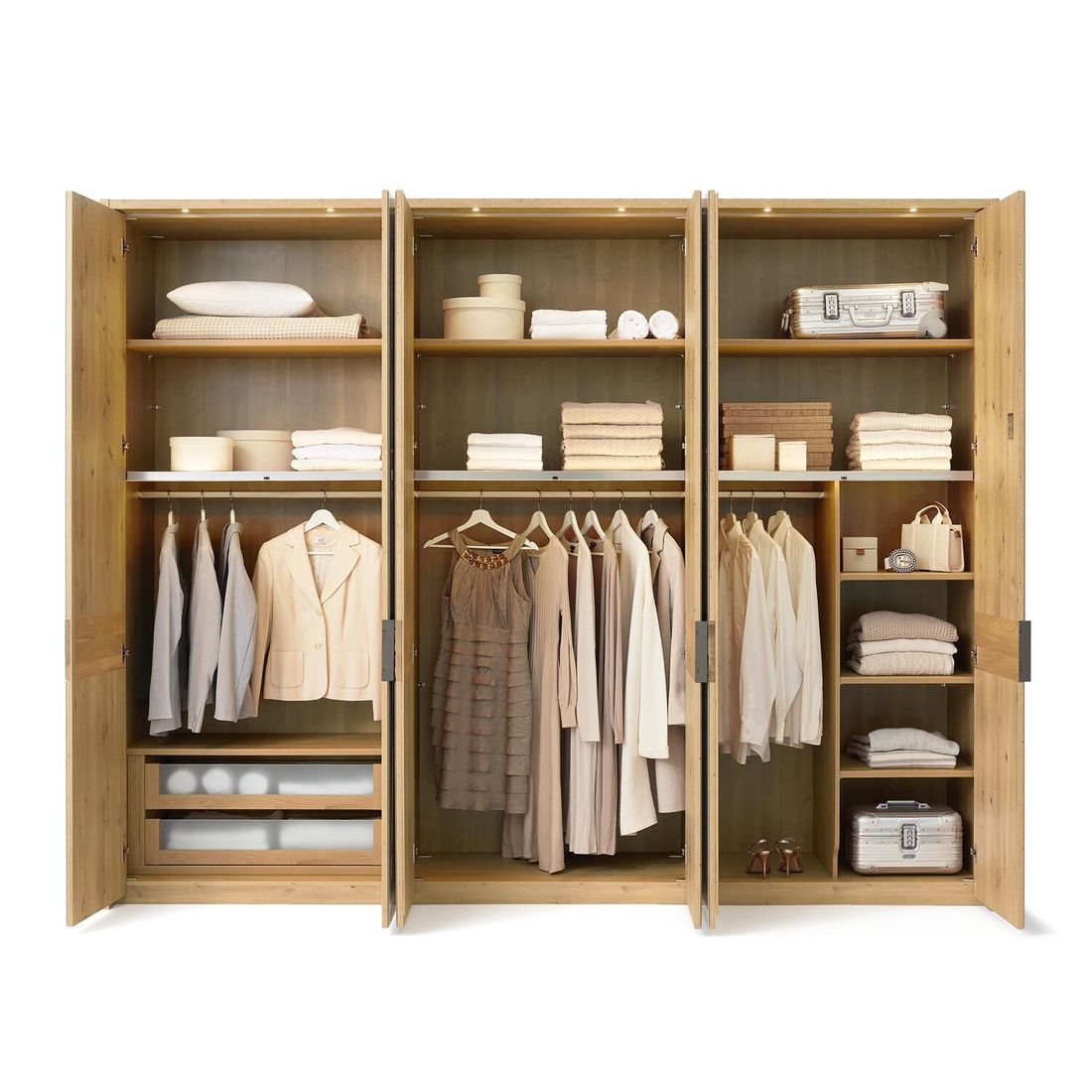 Musterring Drehtüren-Kleiderschrank San Francisco Eiche teilmassiv mit Glasfront