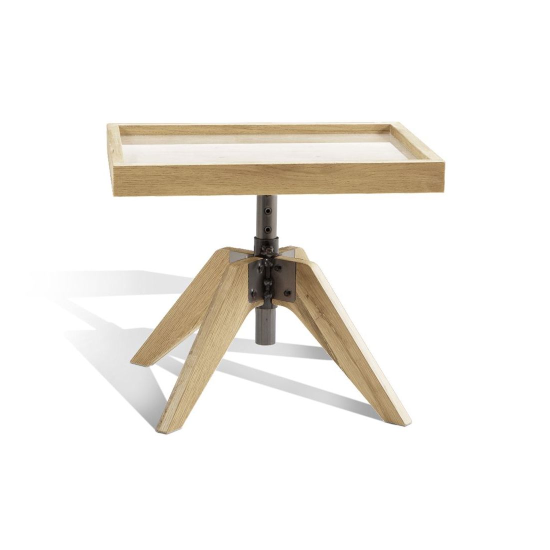 Bett-Beistelltisch Valletta Wildeiche Massivholz H 34-53cm
