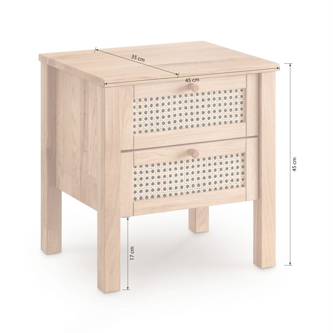 HOMELIV. Nachttisch Faye Eiche Massivholz H 45cm