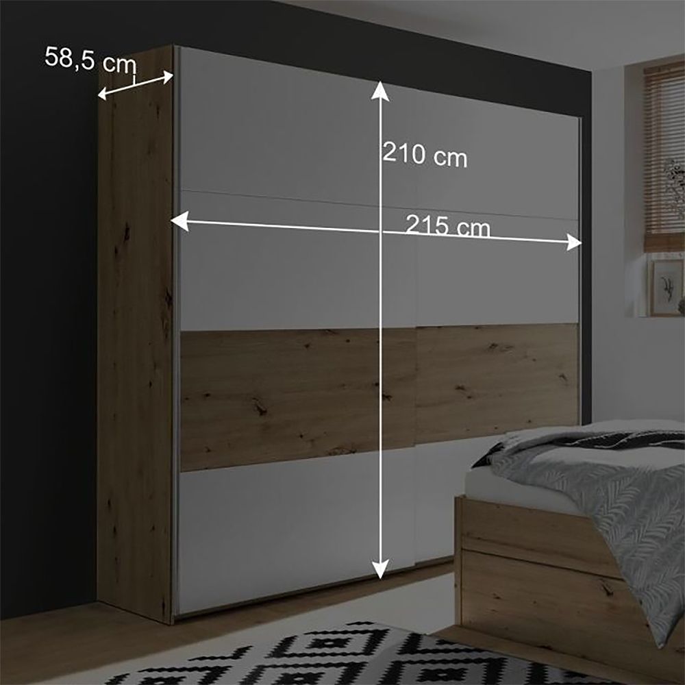Schwebetüren-Kleiderschrank Duana Eiche Dekor 215x210cm