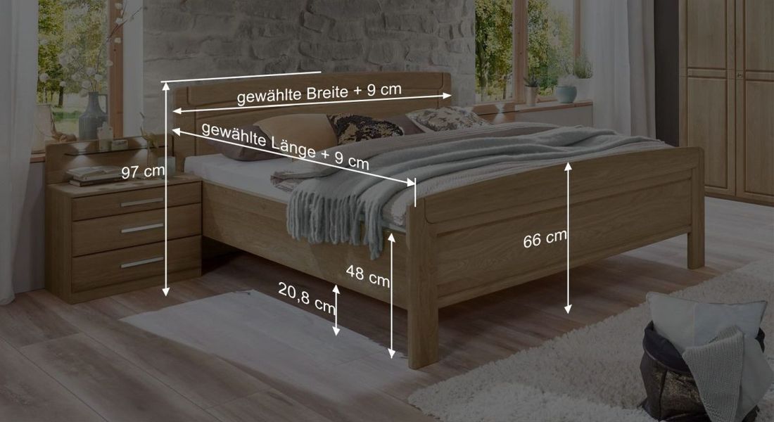 Seniorenbett Hazleton Komfort Eiche teilmassiv