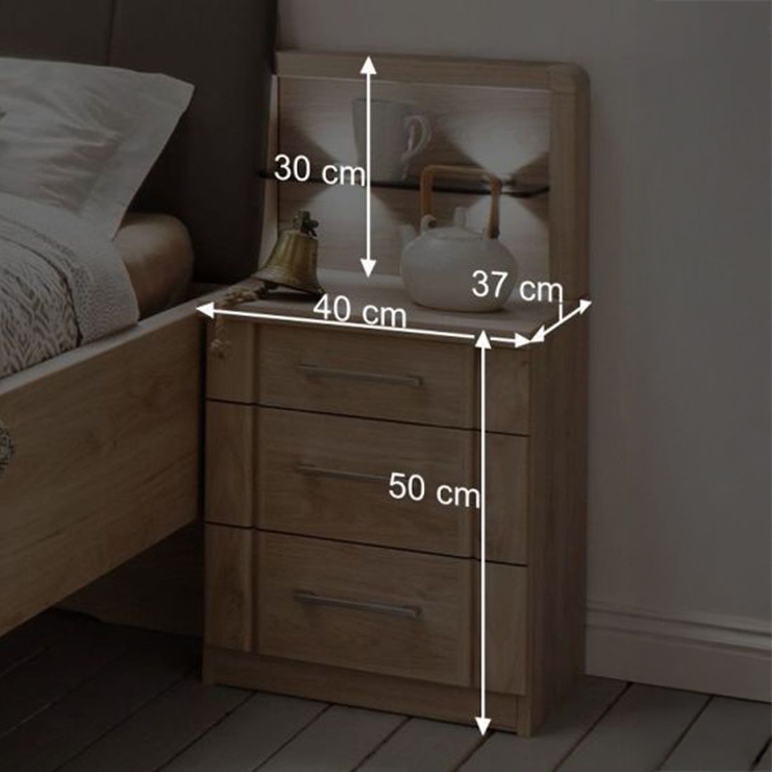 Nachttisch Herdorf Eiche Dekor H 50cm