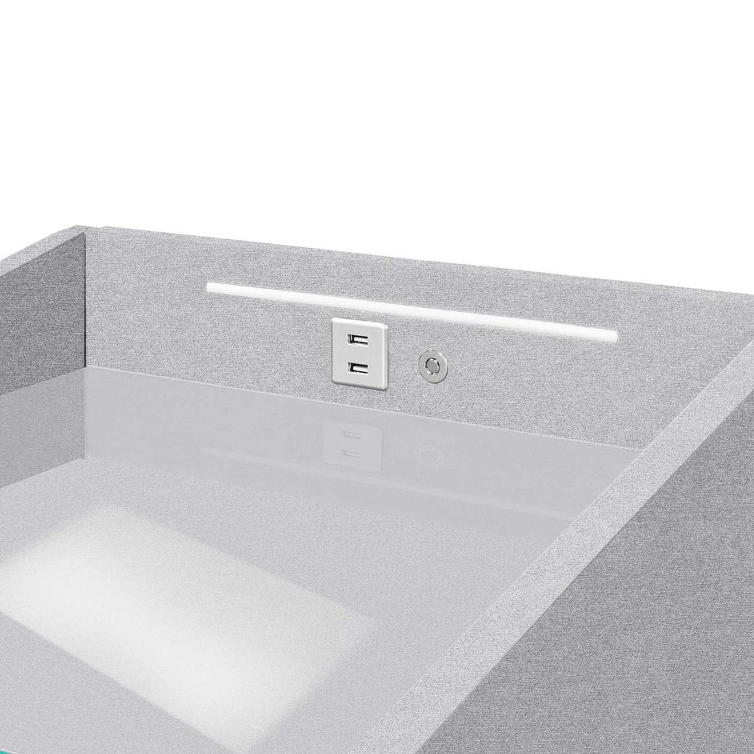 Polsternachttisch Bolton Webstoff H 61cm mit LED-Beleuchtung und USB-Anschluss