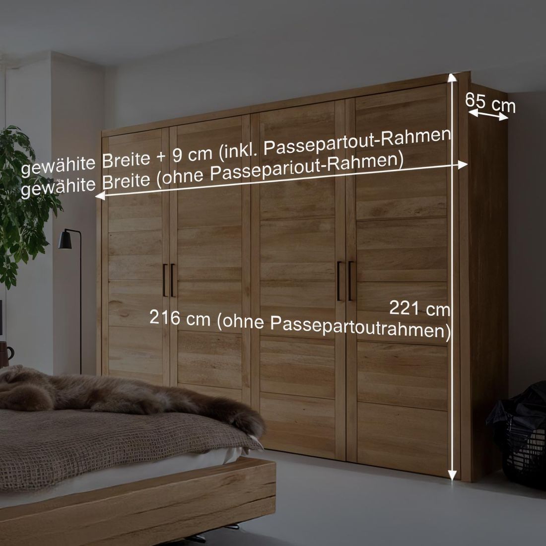 Drehtüren-Kleiderschrank Listra Wildeiche Massivholz