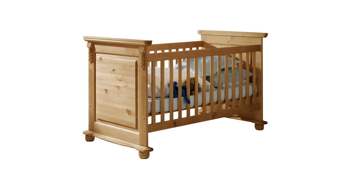 Babybett Countryside Kiefer Massivholz mit Lattenrost und Schlupfsprossen