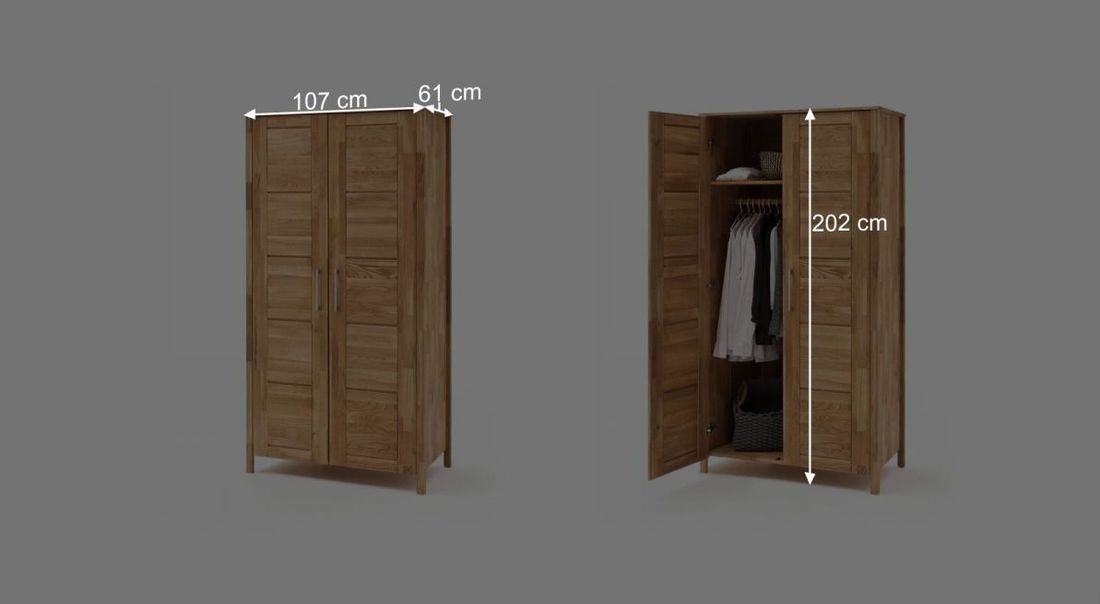 HOMELIV. Drehtüren-Kleiderschrank Pasja Wildeiche Massivholz
