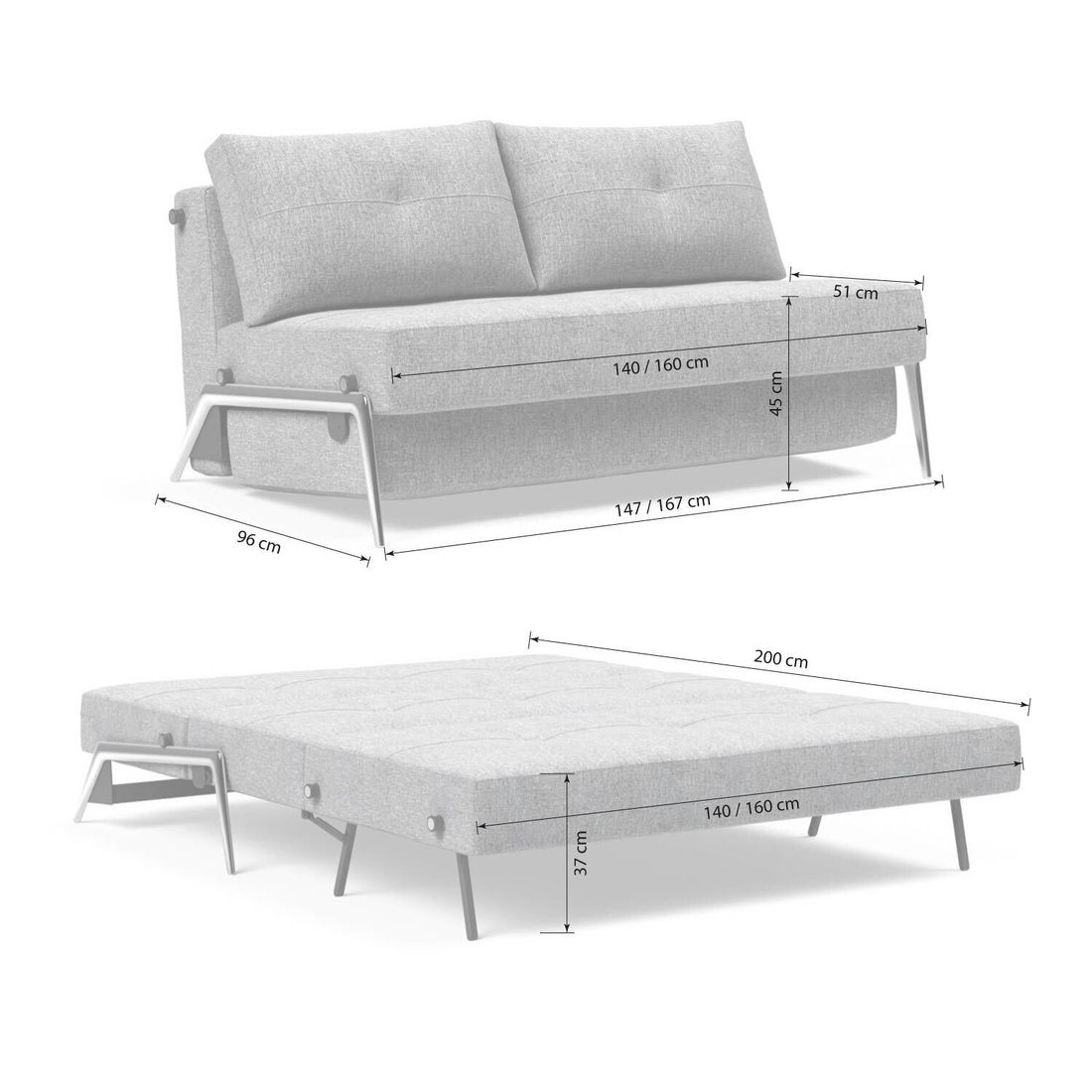 Schlafsofa Ramasa Webstoff mit Stauraum
