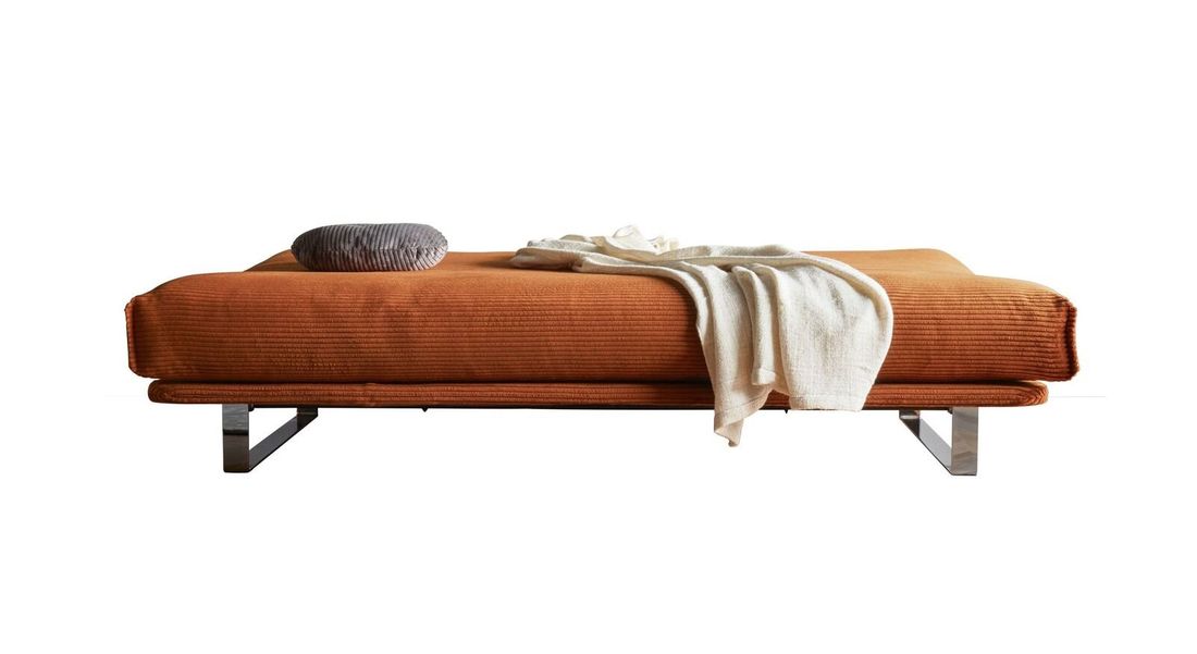 Schlafsofa Koshai Webstoff/Cord mit Lattenrost und Stauraum