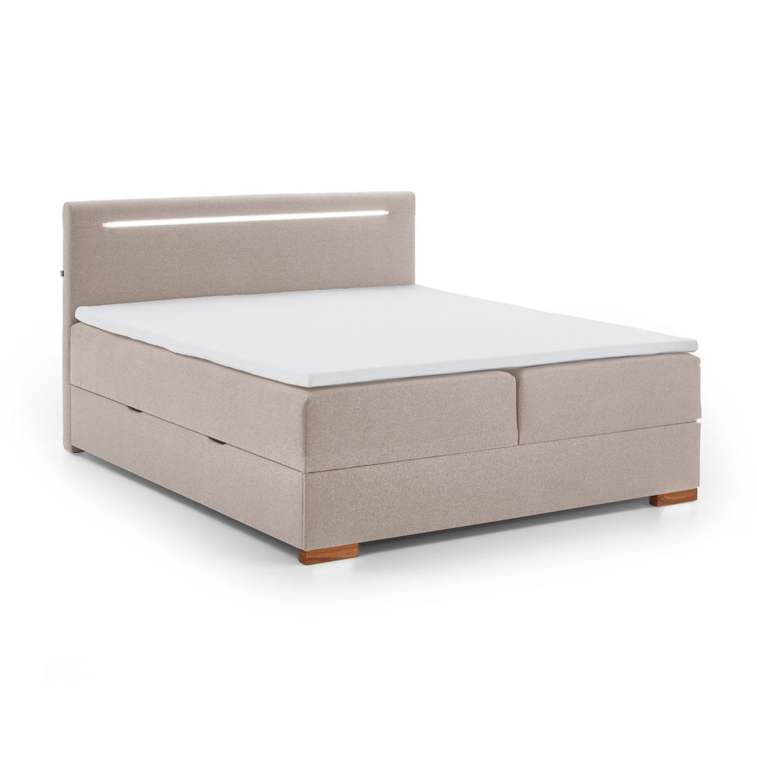 Boxspringbett Noar Webstoff mit Beleuchtung und Bettkasten