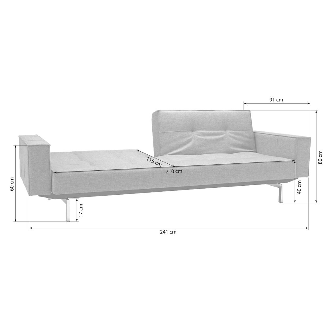 Schlafsofa Araxie Webstoff 241x91x80 cm