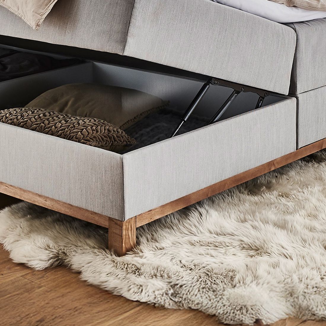 Boxspringbett Alamea Webstoff mit Bettkasten