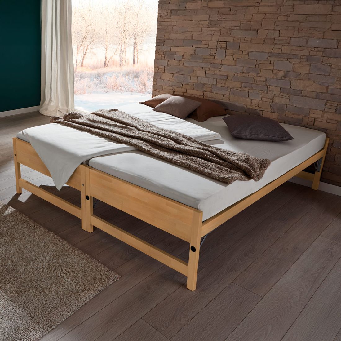 Ausziehbett On Top Buche Massivholz mit Lattenrost