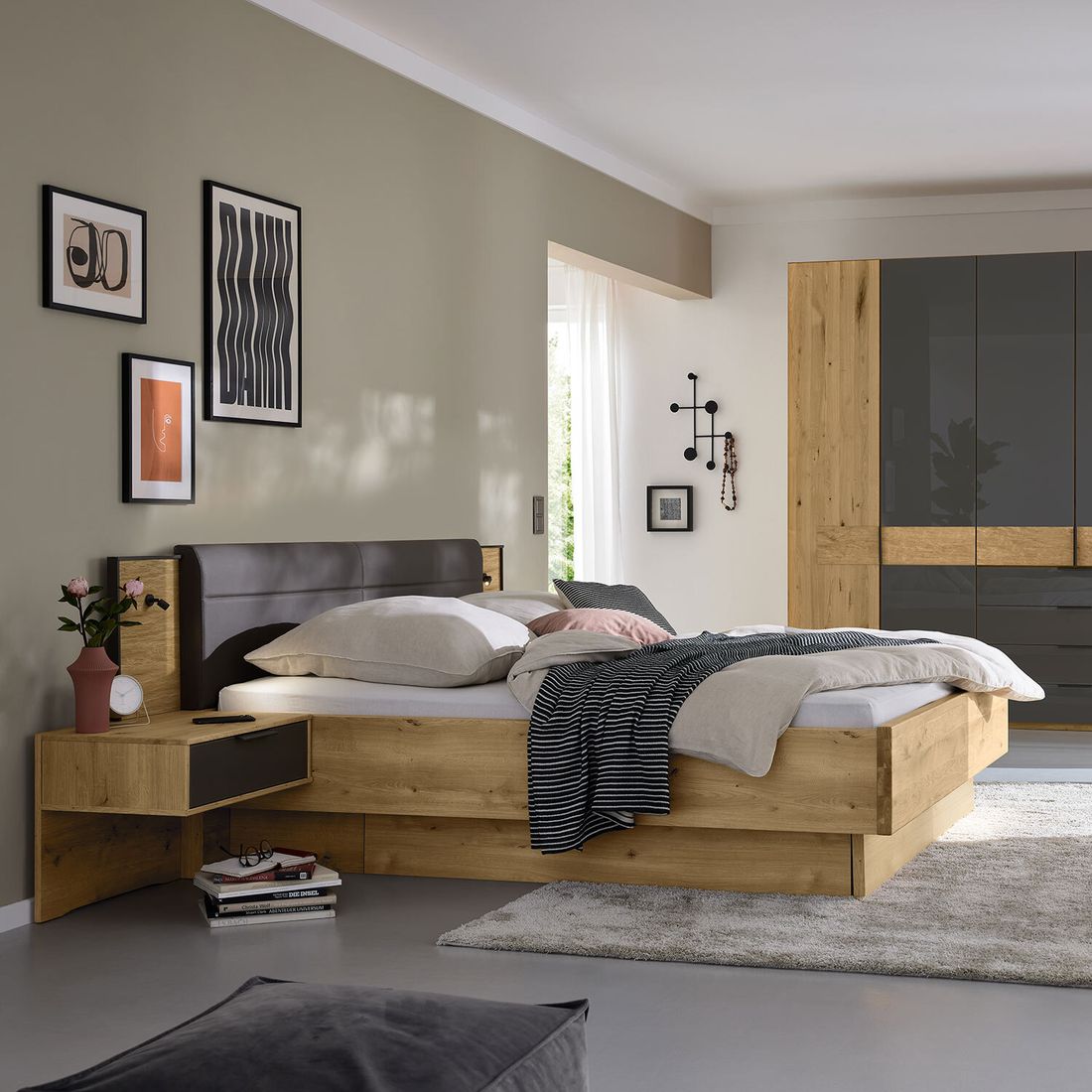 Musterring Bett San Francisco Komfort Eiche Dekor mit Schubkasten Havanna