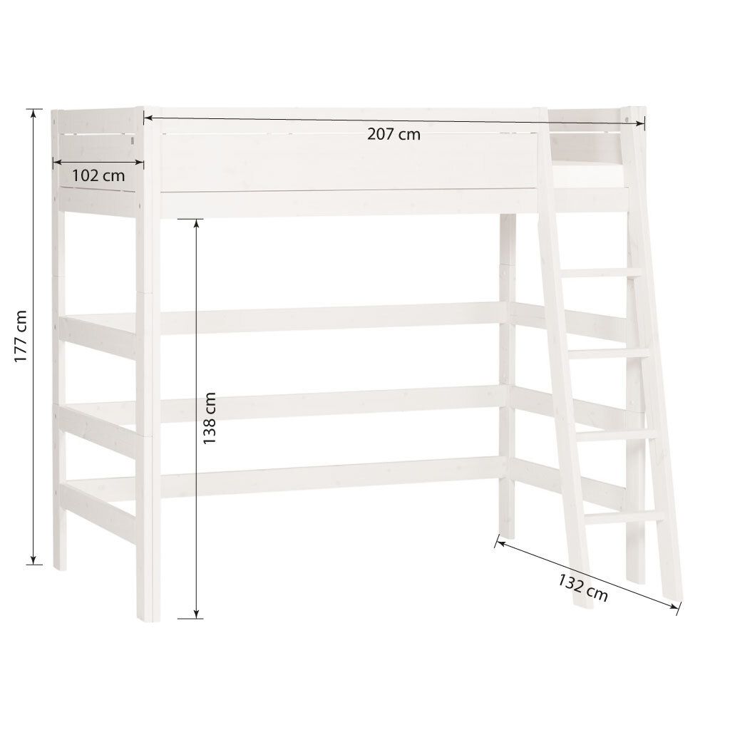 LIFETIME Hochbett Original Kiefer Massivholz mit Lattenrost