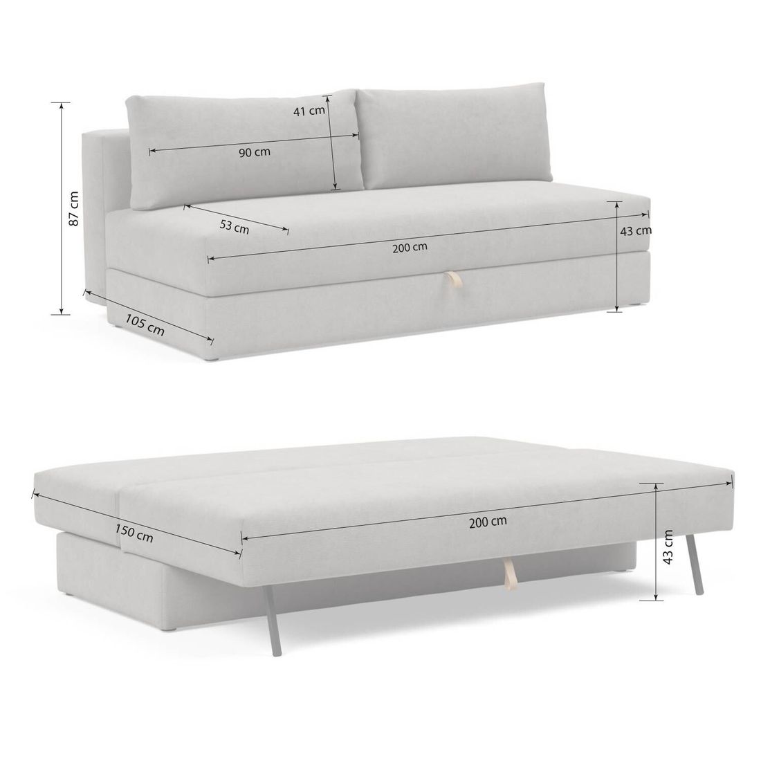 Schlafsofa Aisling Webstoff/Feincord mit Stauraum