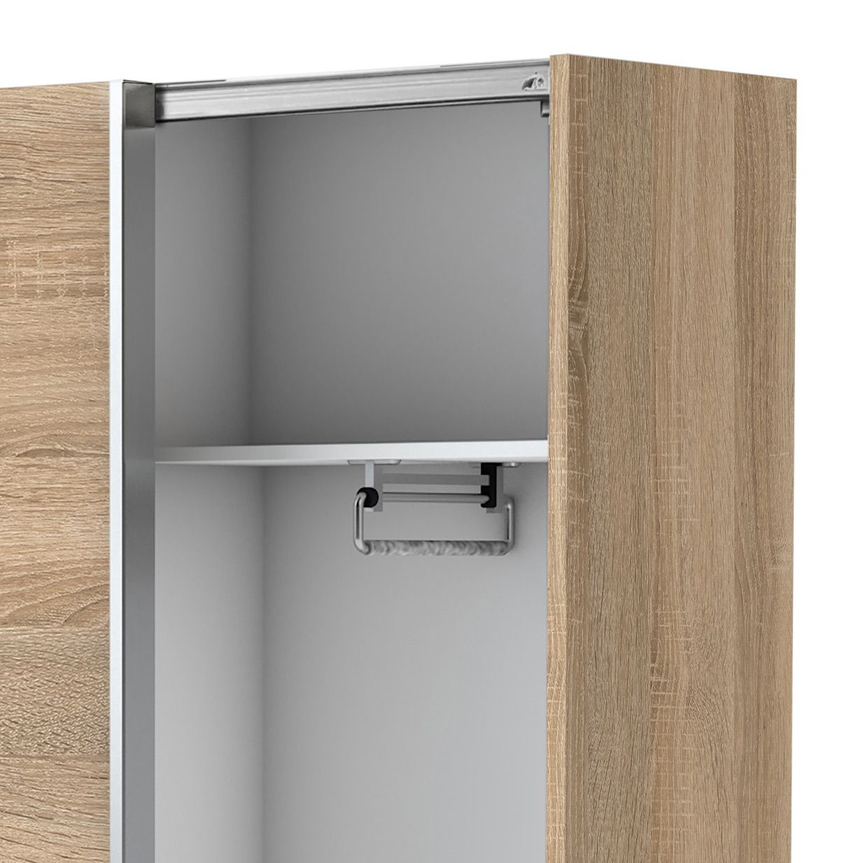 Schwebetüren-Kleiderschrank Nocera Eiche Dekor mit Innenausstattung 125x196cm
