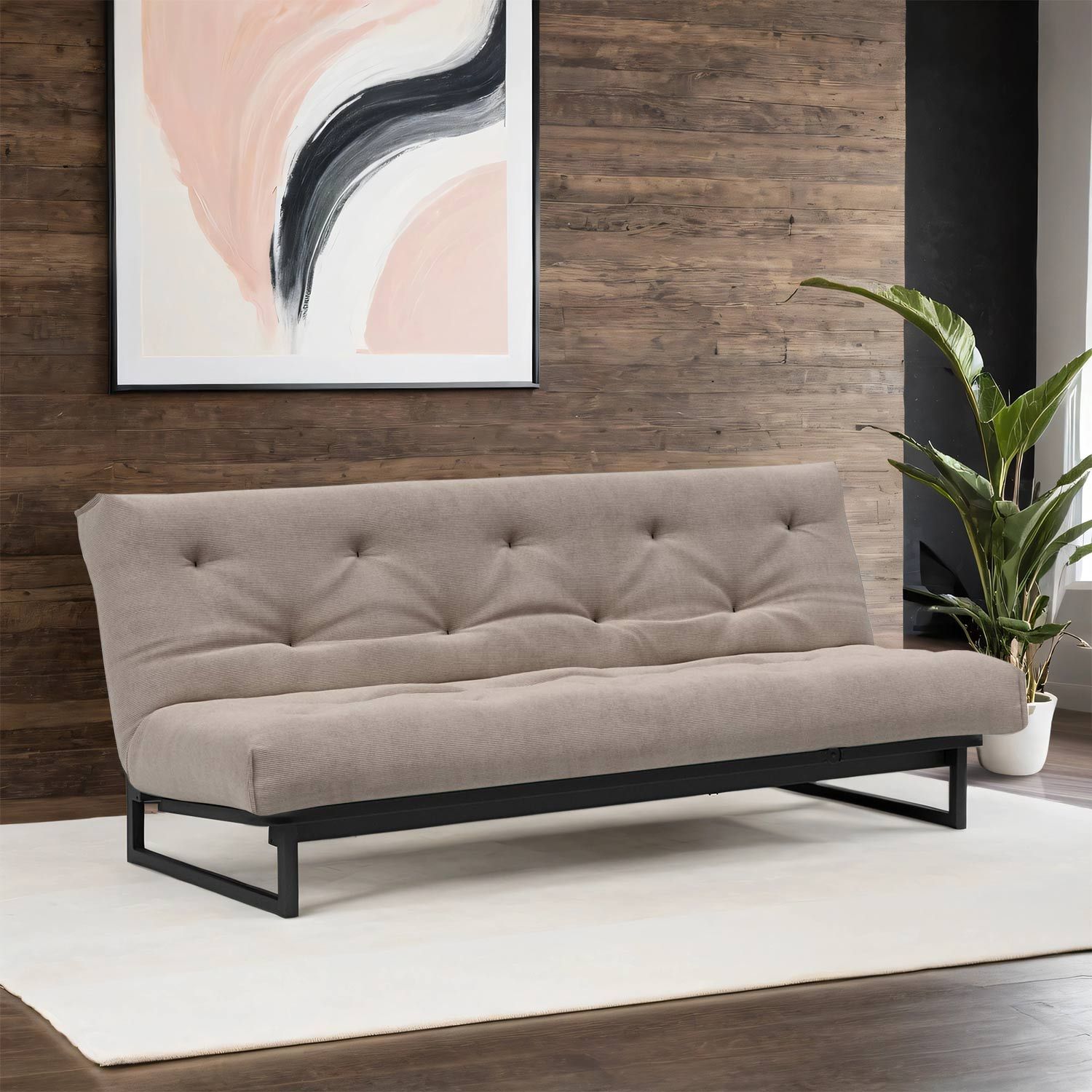 Schlafsofa Frentano Webstoff/Cord mit Lattenrost und Aufbewahrungstuch