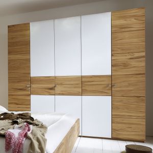 Drehtüren-Kleiderschrank Divari Kernbuche Massivholz mit Glasfront