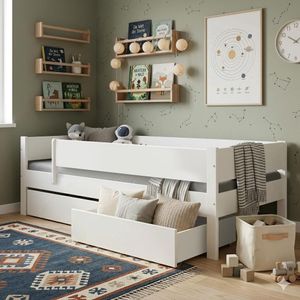 Bett Tacora Buche teilmassiv mit Lattenrost und Schubkasten