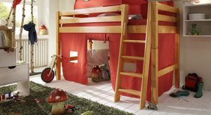 Midi-Hochbett Kids Paradise Kiefer Massivholz mit Lattenrost