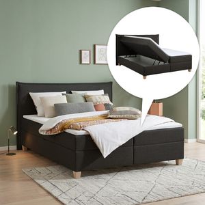 HOMELIV. Boxbett Zibo Webstoff mit Bettkasten