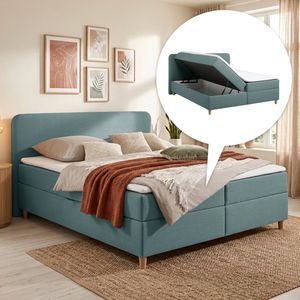 HOMELIV. Boxbett Kannur Webstoff mit Bettkasten