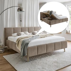 Polsterbett Malven Komfort Bouclé mit Bettkasten und Lattenrost