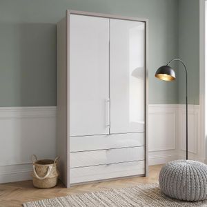 Drehtüren-Kleiderschrank Selca mit Glasfront und Schubladen