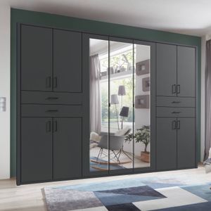 Drehtüren-Kleiderschrank Marnell mit Spiegel und Schubladen