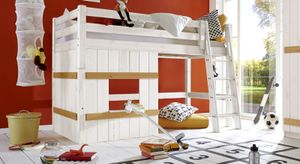 Hütten-Mini-/Midi-Hochbett Kids Paradise Kiefer Massivholz mit Lattenrost