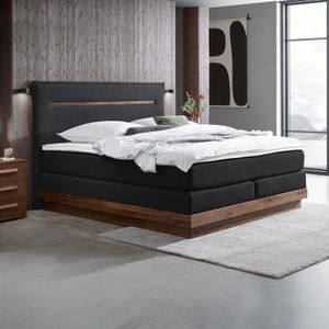 Hasena Boxspringbett Elegant Nussbaum Webstoff mit Kopfteil Zoe