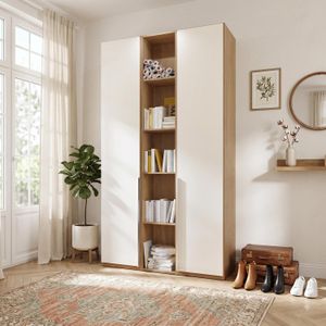 Drehtüren-Kleiderschrank Morolo Eiche Dekor mit Regal und Innenausstattung