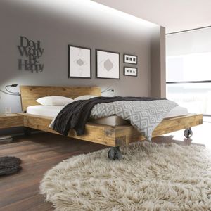 Balkenbett Quesada Wildeiche Vintage Massivholz