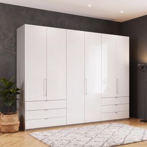 Drehtüren-Kleiderschrank Selca mit Glasfront und Schubladen