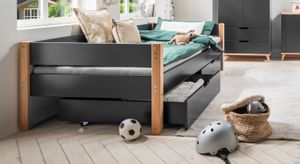 Bett Kids Nordic Buche teilmassiv mit Lattenrost und Schubkasten