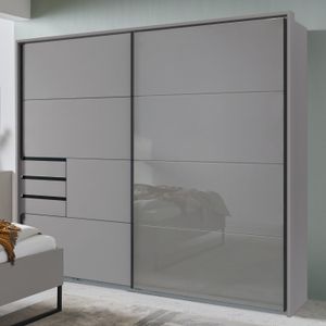 Schwebetürenschrank Leif mit Glasfront und Schubladen