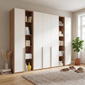 Drehtüren-Kleiderschrank Morolo Eiche Dekor mit Regal und Innenausstattung