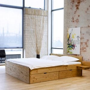 Bett Norwegen Komfort Kiefer/Kernbuche Massivholz mit Schubkasten