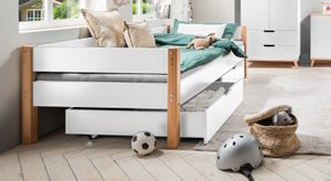 Bett Kids Nordic Buche teilmassiv mit Lattenrost und Schubkasten