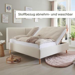 HOMELIV. Polsterbett Barnsley Komfort Webstoff mit Bettkasten und Lattenrost
