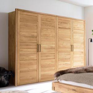 HOMELIV. Drehtüren-Kleiderschrank Listra Wildeiche Massivholz