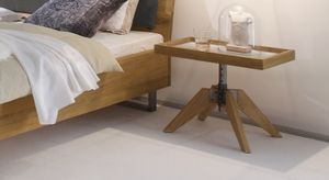 Bett-Beistelltisch Valletta Wildeiche Massivholz H 34-53 cm