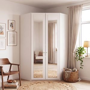 Kleiderschrank-Ecke Alvito mit Beleuchtung und Spiegel