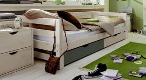 Bett Kids Paradise Laubhütte Kiefer Massivholz mit Lattenrost und Schubkasten